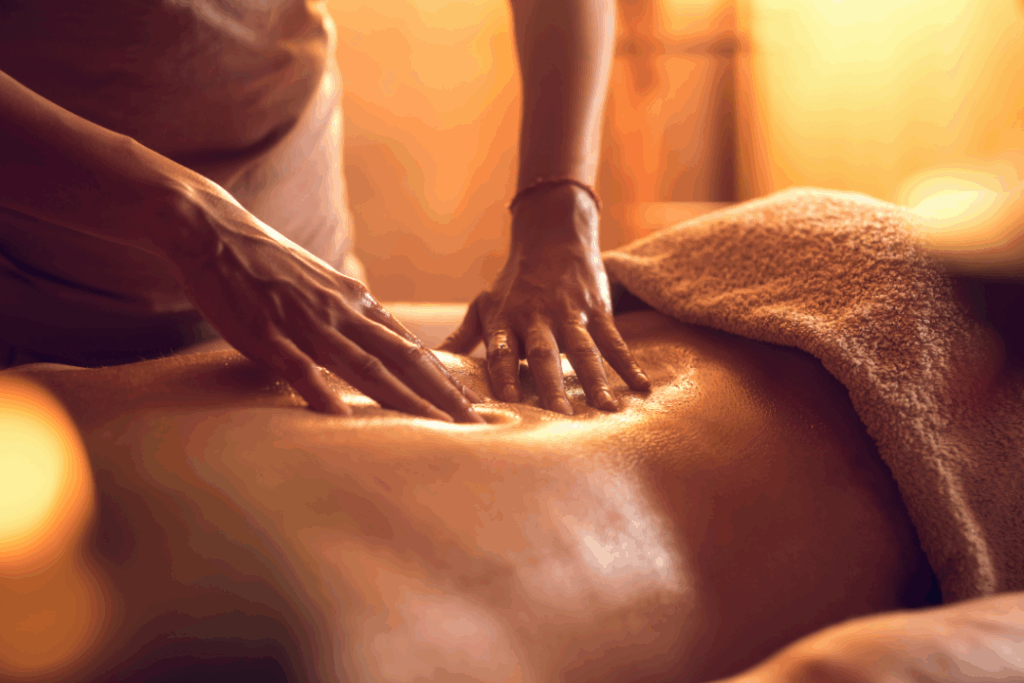 woman receiving a relaxing massage in a serene spa environ