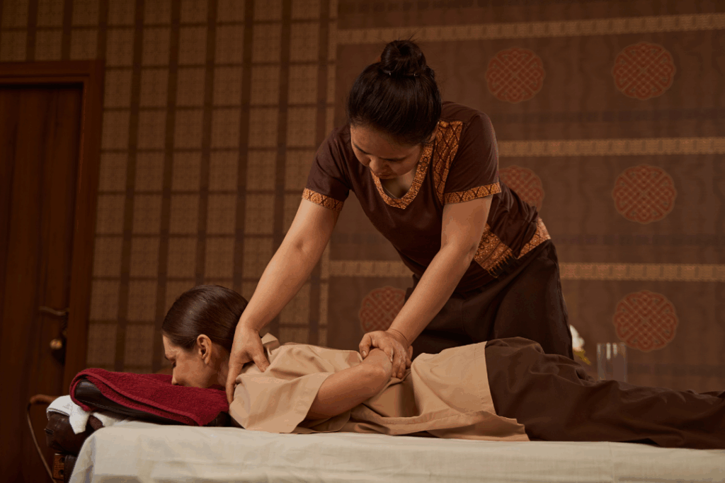 a therapist demonstrated her massage